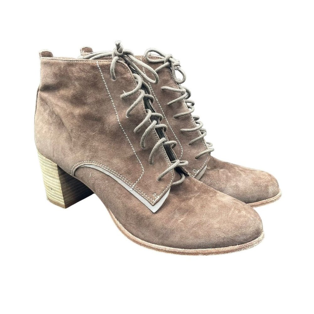 Dolce Vita Lace Up Ankle Booties Womens 11 Brown Leather Hand Made Boots